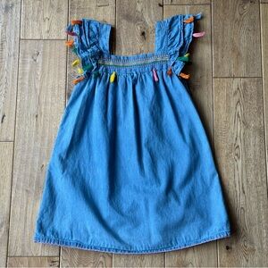 Mud Pie Denim Rainbow Tassel Dress size 5T